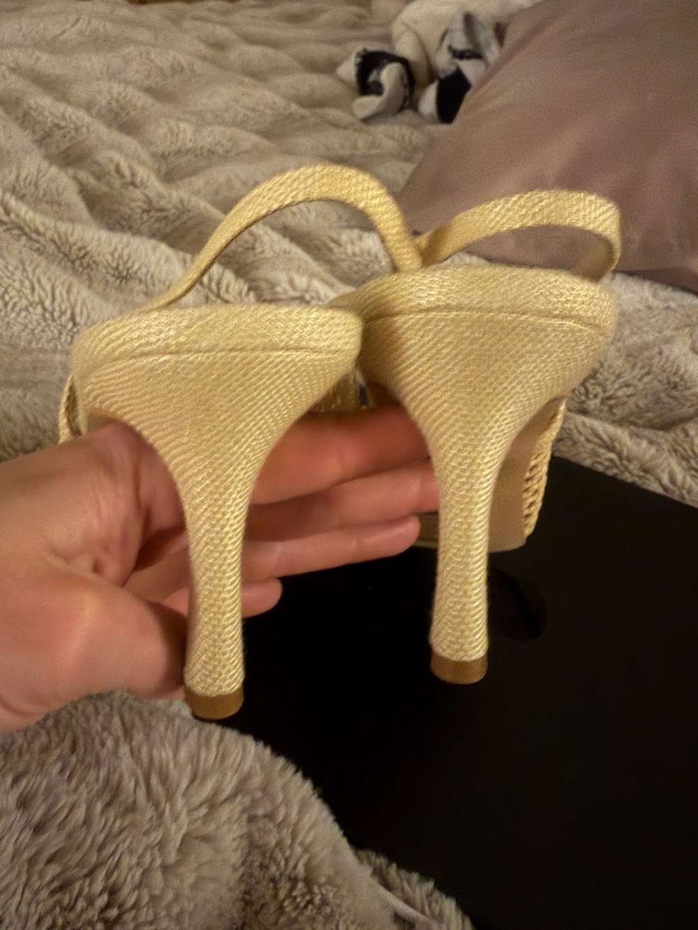 Dolce Vita NEW Misa Raffia Slingback sandals heels pumps straw natural bow sz 9 - Picture 7 of 9